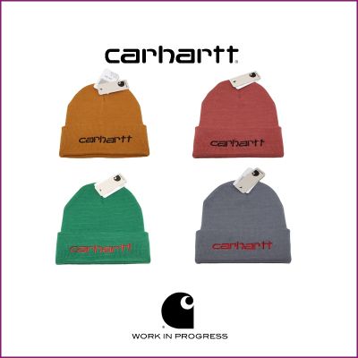 Carhartt หมวกถัก Topi Dingin หมวกสกีฤดูหนาวหัวโตสำหรับเด็กผู้ชายหมวกถักหมวกขนสัตว์แบบพอดีตัว