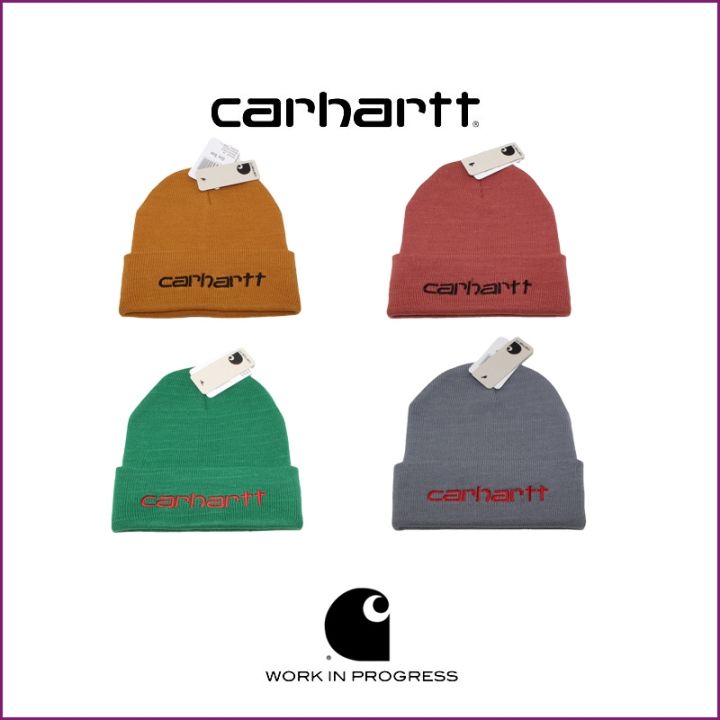 carhartt-หมวกถัก-topi-dingin-หมวกสกีฤดูหนาวหัวโตสำหรับเด็กผู้ชายหมวกถักหมวกขนสัตว์แบบพอดีตัว