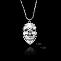 Titanium steel necklace non-fading clown mask pendant trendy mens street punk European and American accessories personalized sweater chain for women