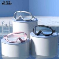 Swimming Goggles with Earplugs Waterproof Anti-fog Adults Swim Diving Goggles for Women Men Large Frame Goggles
