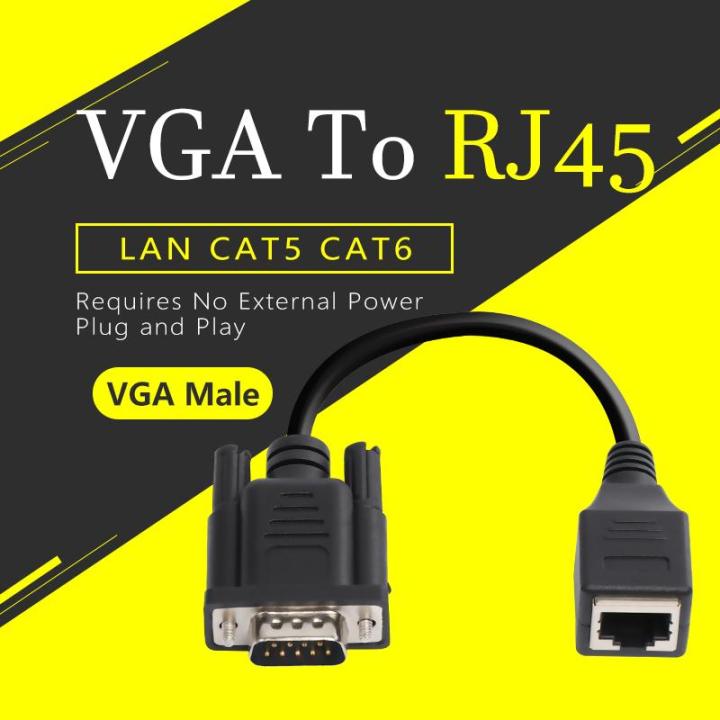 ความเรียบง่าย-tradesman15an7ไม่จำเป็นต้องมีไฟภายนอกตัวผู้-ตัวเมียถึงตัวเมีย-lan-cat5-cat6-vga-เพื่อ-rj45หัวแปลงสายไฟเครือข่ายตัวขยาย-vga-พอร์ตอิเทอร์เน็ต