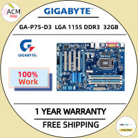 ใช้ Gigabyte GA-P75-D3มาเธอร์บอร์ดของแท้ LGA 1155 DDR3 USB3.0 SATA3 P75 D3 Intel ความจุ32GB B75เมนบอร์ดตั้งโต๊ะ22nm