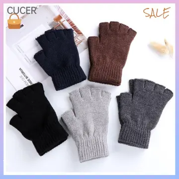 Women Fingerless Gloves Thin - Stretchy Soft Half Finger Gloves Typing  Gloves