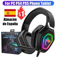 9D Stereo Headset Gamer PC Gaming Headphones with Microphone, 50mm Loudspeaker RGB LED Wired Earphone For Phone PS4 PS5