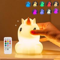 【cw】 Unicorn Night Kids Silicone Lamp Sensor 9 Colors Rechargeable Children Luminaires