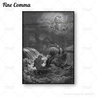 ❀∏⊕ การทำลายของ Leviathan Gustave Dore Vintage โปสเตอร์ศาสนาศิลปะผ้าใบพิมพ์โบราณ Wall Art ภาพวาดตกแต่งบ้านของขวัญ