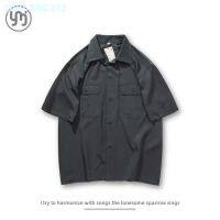 Uniqlo same Japanese tooling multi-pocket couple short-sleeved summer non-iron solid color lapel loose casual shirt