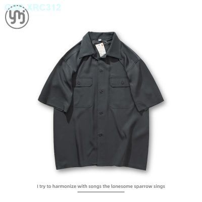 UNIQLO U Home Same Japanese Tooling Pocket Couple More Short-Sleeved Summer Wash And Wear Pure Color Lapel Loose Casual Shirts