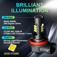 2Pcs H8 H11 LED Car Fog Lights Bulbs 9005 HB3 9006 HB4 H16JP Led Lamp Auto Day Driving Super Bright 1200LM 6000K White 12V