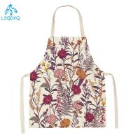 Floral Kitchen Aprons for Women Linen Bibs Household Cleaning Apron Home Cooking Baking Apron for Adult Child Home Decor Aprons