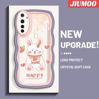 เคส JIUMOO สำหรับ Realme 6 6S Narzo เคสลายกระต่ายสตรอเบอร์รี่ดีไซน์ใหม่สร้างสรรค์เคสโปร่งใสลายกล้องถ่ายรูปซิลิกาเจลฝาครอบป้องกันขอบลอนเคสมือถือกันกระแทกแบบใสนิ่ม