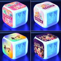 【CW】Cartoon LoliRock LED Color Alarm Clock Bedroom Light with Temperature Action Toy Childrens Alarm Clock Kids Birthday Gift