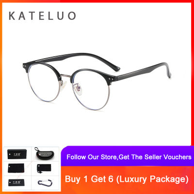 KATELUO Fashion Women Anti Blue Light Laser Fatigue Eyeglasses Retro Glasses Optical Spectacle Frame For Women 52009