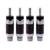 YYAUDIO 4Pcs Hi-end Self-Locking HiFi Audio Speaker Cable Banana Plug rhodium-plated Carbon Fiber Speaker Banana Plug