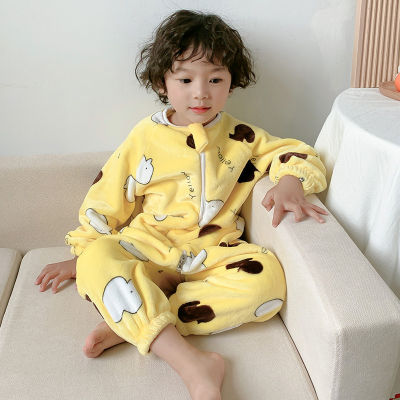 Winter Jumpsuit Kids Pijama Children Overalls Baby Wool Flannel Pajamas For Children Sleepwear Boys Girls Sleeping Bag