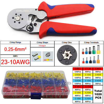 Crimping Pliers Terminal Set Red&amp;Blue Carton Package Tube Bootlace Terminals Hand Tools Electrician Crimper HSC8 6-4 6-6 10S