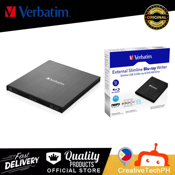 Verbatim External Slim BluRay Writer (USB 3.0 Cable ) 43887 External