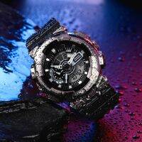 「Dark blue watch」หรูหรา RoundLuminousDialMultifunction นาฬิกากลางแจ้งสายยางแฟชั่น Outdoorfor ผู้ชาย