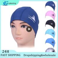 New Adult Pu Swimming Cap Solid Color Unique Waterproof High Elastic Swimming Cap Flexible Long Life Swimming Hat Pu Cap Nylon Swim Caps