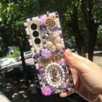 เคสโทรศัพท์ไข่มุกหรูหราภาพเหมือนเทพธิดาสำหรับ Samsung Galaxy Z Z Fold 5 4 3 2สำหรับ Z Flip 5 4 3 2ดอกไม้มงกุฎไรน์สโตนเพชรฝาครอบ PC ใส