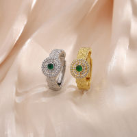 Art Selection Temperament Palace Style Ancient Gold Beads Set with Zircon Pattern Ring Hotan Jade Round Pattern Ring 2CR9