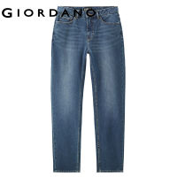 GIORDANO Men Denim Jeans Chunky Fleece-Lined Stretchy Denim Pants Classic Five-Pocket Cuffed Fashion Casual Denim Jeans 01112747TH