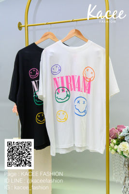 เสื้อยืดสกรีนลายหน้ายิ้ม [C039] เสื้อยืดoversize เสื้อยืดโอเวอร์ไซส์ เสื้อผ้าวัยรุ่นแฟชั่น เสื้อโอเวอร์ไซส์แขนสั้น เสื้อสกรีนลาย