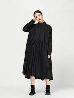 XITAO Dress Pleated Women Fashion Long Sleeve Shirt Dress