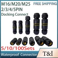 5/10/100 Sets Male Female Docking Plug M16 M20 M25 for Led Light Waterproof Electrical Cable Connector Plug Socket 2 3 4 5 Pins