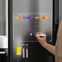 ✐◕◑ Magnetic Refrigerator Calendar Reusable Acrylic Planner Board Clear Dry Erase Calendar With Marker And Eraser Home Decor