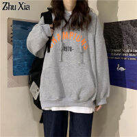 ZhuXia Hooded Sweater Women S 2022เวอร์ชั่นเกาหลีใหม่ของการพิมพ์ตัวอักษรบางส่วนนักเรียนทั้งหมดตรงกับเสื้อหลวมด้านบนผู้หญิง