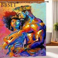 African American Shower Curtain Lovers Couple King Queen 3D Printed Waterproof Multi size Cortina De Bano Bathroom Decor