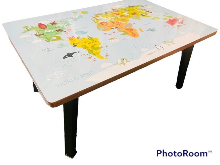 tableโต๊ะพับญี่ปุ่นลายแผนที่และสัตว์ประจำถิ่นขนาด40x60cmโต๊ะทำงาน