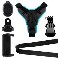 Helmet Chin Mount Holder with Phone Stand and Remote Ski / Motorcycle Helmet Stand for Action Camera and Phone