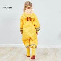 CSTUni Kids 3D Cartoon Animal Reflective Strip Hooded Raincoat Poncho Coverall