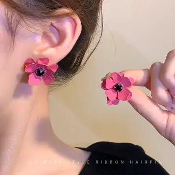 Dark pink earrings on sale online