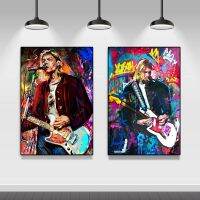 Ultra Cool Retro Rock Band นักร้องเพลง Kurt Cobain โปสเตอร์เล่นกีตาร์ภาพวาดผ้าใบ Wall Art พิมพ์รูปภาพสำหรับห้องพักตกแต่งบ้าน Liyanhong2