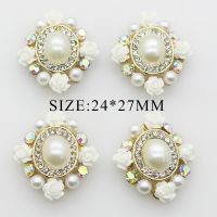 ✻ 10Pcs 24x27mm Alloy Buttons DIY Decoration Flatback Rhinestone Button For Clothing Crafts Brooch Button Clothing Accessories