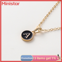 Ministar สร้อยคอโลหะสีดำจี้ตัวอักษรภาษาอังกฤษเฉพาะตัวจี้ตัวอักษรสร้อยคอ A-Z เริ่มต้น Choker CHAIN เครื่องประดับสำหรับผู้หญิงผู้ชาย