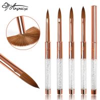 ANGNYA Kolinsky Acrylic Nail Brush Professional 3D Brush for Nails UV Gel Carving Pen Brush Liquid Powder DIY Drawing Flat Round Artist Brushes Tools