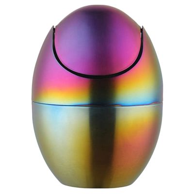 Stainless Steel Egg-Shaped Trash Can Creative Household Egg-Shaped Mini Desktop Trash Can with Rotating Lid