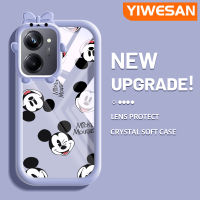 YIWESAN เคสสำหรับ Realme 10 Realme 10 Pro Plus 5G,เคสกระแสแฟชั่นมิกกี้เมาส์แบบนุ่มน่ารัก Tpu เคสใสกรอบสีเคสกันกระแทกกล้อง