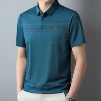 Middle-aged and old summer thin with short sleeve T-shirt men loose big yards father summer leisure business wire ice polo shirt --ntx230801❄