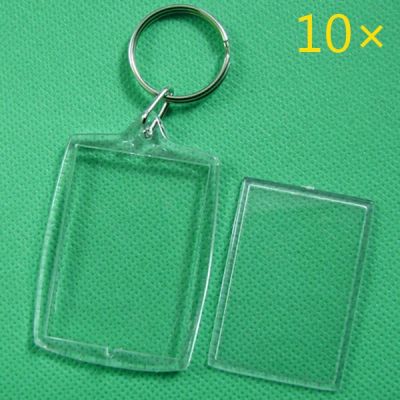 10 Pcs Keychain Key Chain Rings Blank Clear Transparent Acrylic Picture Frames 32x46mm Lockets xqmg Key Decorative Hooks Home