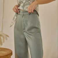 [CLEARANCE SALE] Merlot - Long Pants in Green/Beige (กางเกงขายาวสีเขียว/สีครีม ผ้าลื่น) พร้อมส่ง