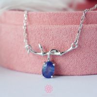 Natural Blue Sapphire Necklace Silver925