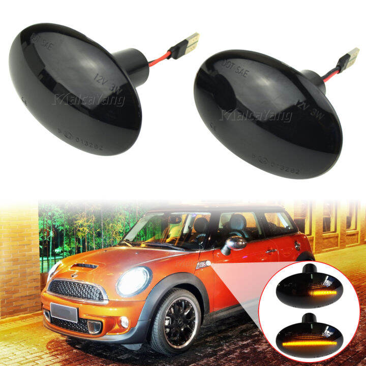 2ชิ้นไหลด้าน-repeater-โคมไฟแบบไดนามิก-led-ด้านข้างไฟเลี้ยวไฟสัญญาณสำหรับ-bmw-mini-cooper-r55-r56-r57-r58-r59