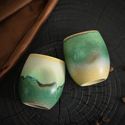 Qingshan กึ่งที่มีสีสัน G Uanshan เซรามิกเข้มข้นถ้วยกาแฟถ้วยชาโทสร้างสรรค์เล็กน้อยหรูหราสีเคลือบ230มิลลิลิตร
