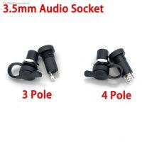 ✓♞◈ 3.5mm Audio Jack 3/4 Pole Stereo Solder Black Panel Mount 3.5 mm Headphone Female Socket Connector With nut Waterproof Cap