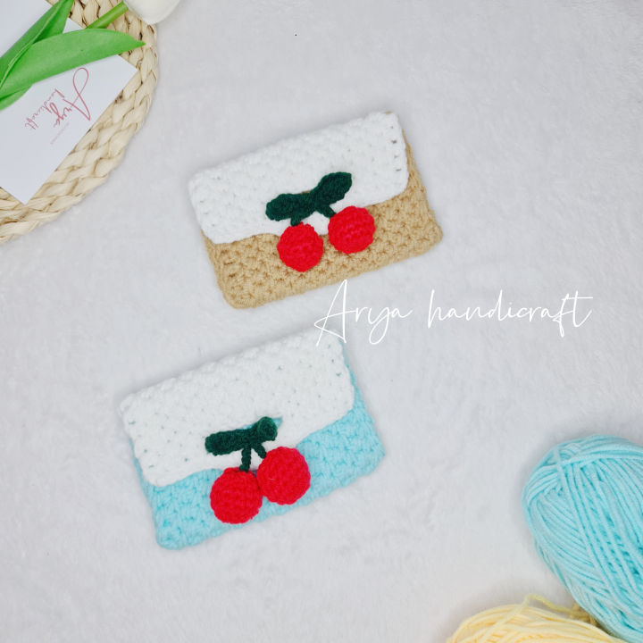 handmade-กระเป๋าถักไหมพรมโครเชต์น่ารักๆ-กระเป๋าใส่เหรียญ-ใส่บัตร